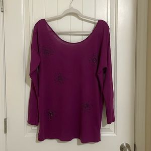 Long Sleeved Embellished Knit Top